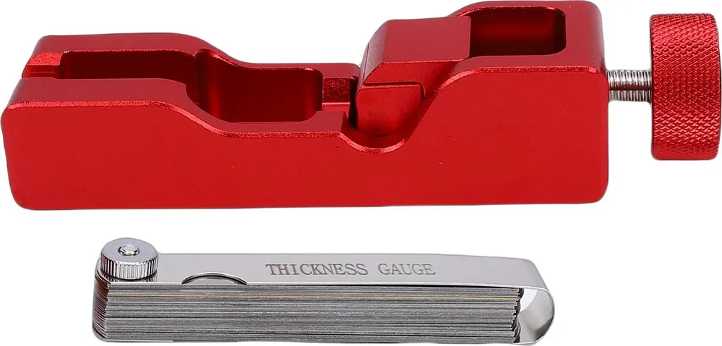 Strumento per misurare la distanza tra gli elettrodi delle candele con 32 lame, sensore in acciaio, misura la distanza tra gli elettrodi delle candele della maggior parte dei connettori filettati da 10 mm, 12 mm, 14 mm e 16 mm. Rosso - 2