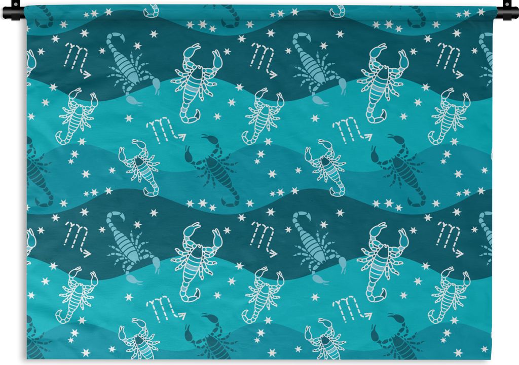 MuchoWow Wandteppich Wandbehang Skorpion - Tierkreiszeichen - Muster 150x112.50 cm Tapisserie Dekoration Wandtuch - Wanddecke - Wandteppiche