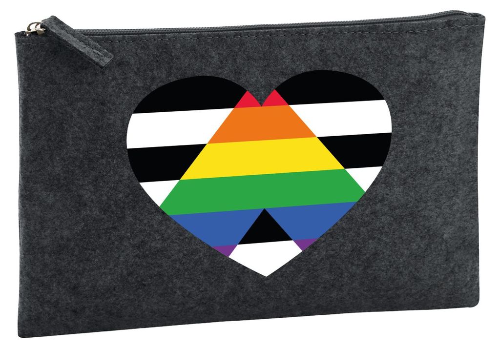 Huuraa Kulturbeutel Straight Ally Flagge LGBTQ Herz 1 Liter Charcoal Filz Kosmetiktasche Geschenkidee