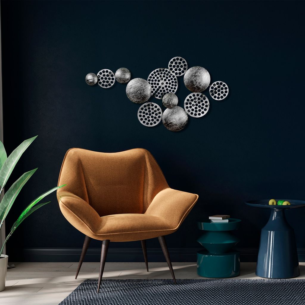 Wallity, Aurora 5, Dekoratives Wandaccessoire aus Metall, 100 % METALL, Silber, 45 x 82 cm