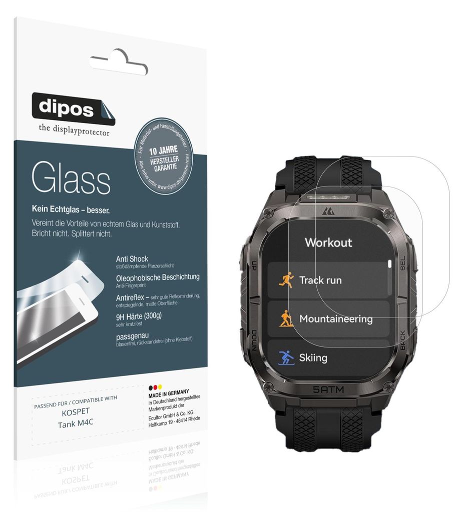 2x Schutzfolie für KOSPET Tank M4C matt - Anti-Shock 9H Folie dipos Glass Kunststoffglas