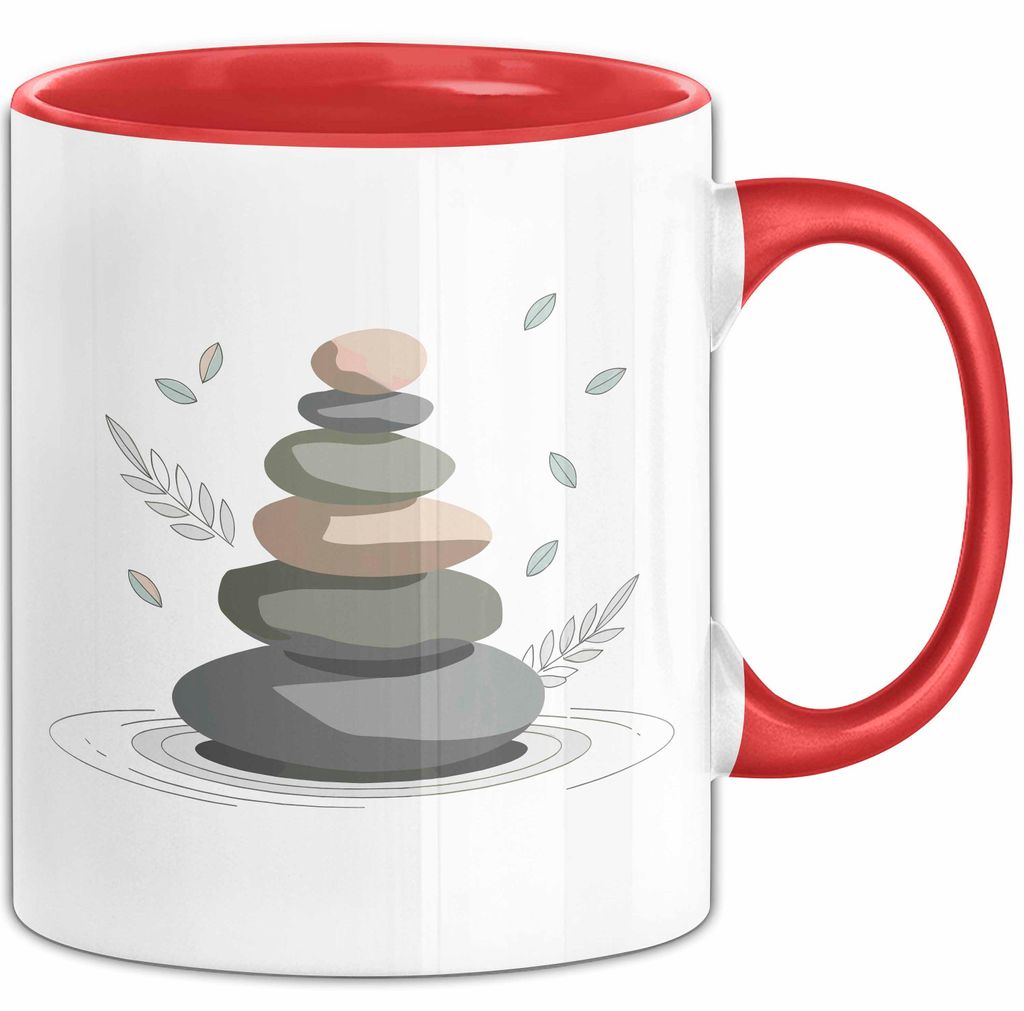 Meditationsfan Tasse Geschenkidee für Achtsamkeitssuchende (Rot)