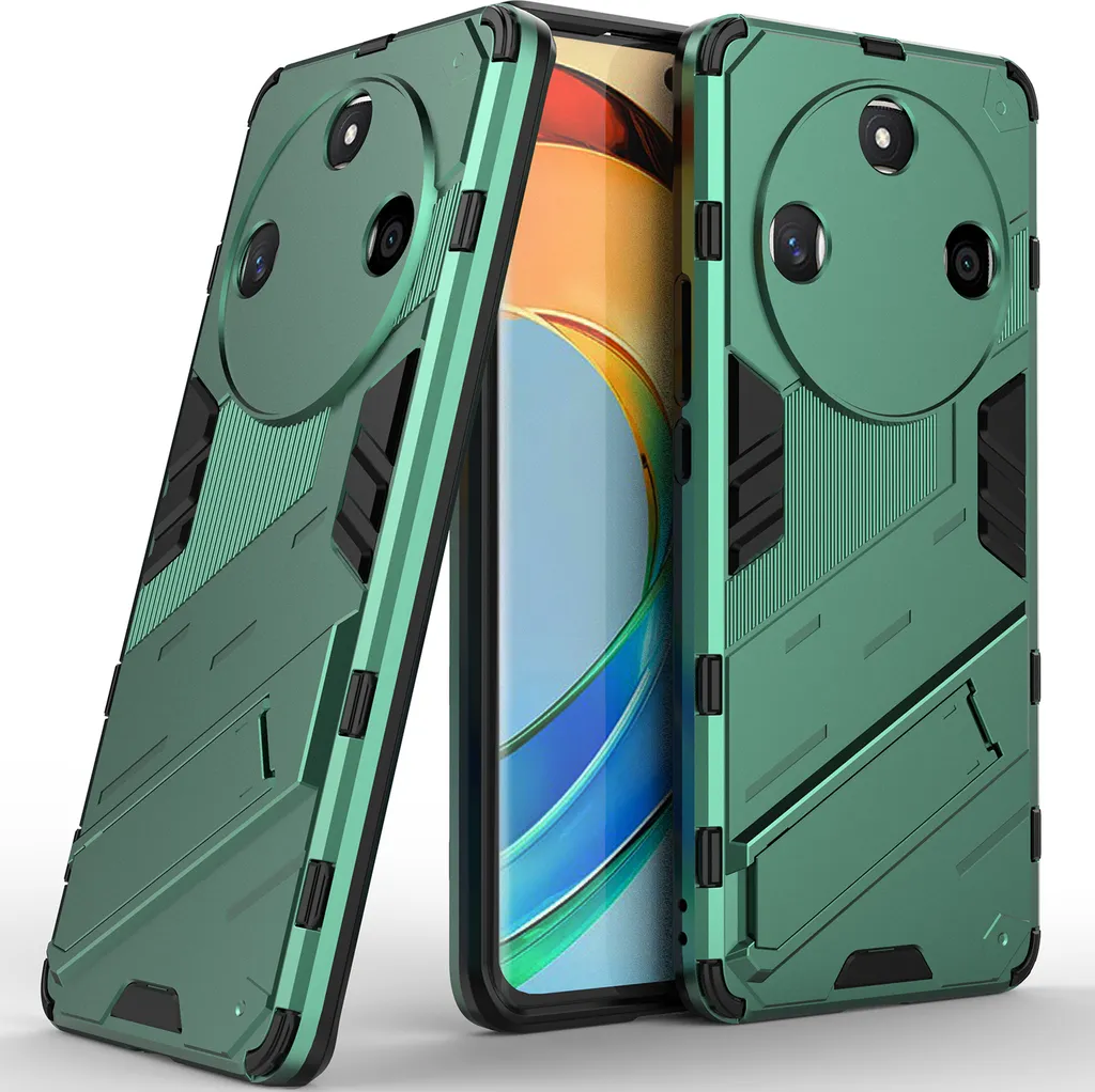 Cover Honor X9b Antiurto Verde Militare PC+TPU con Cavalletto Stand