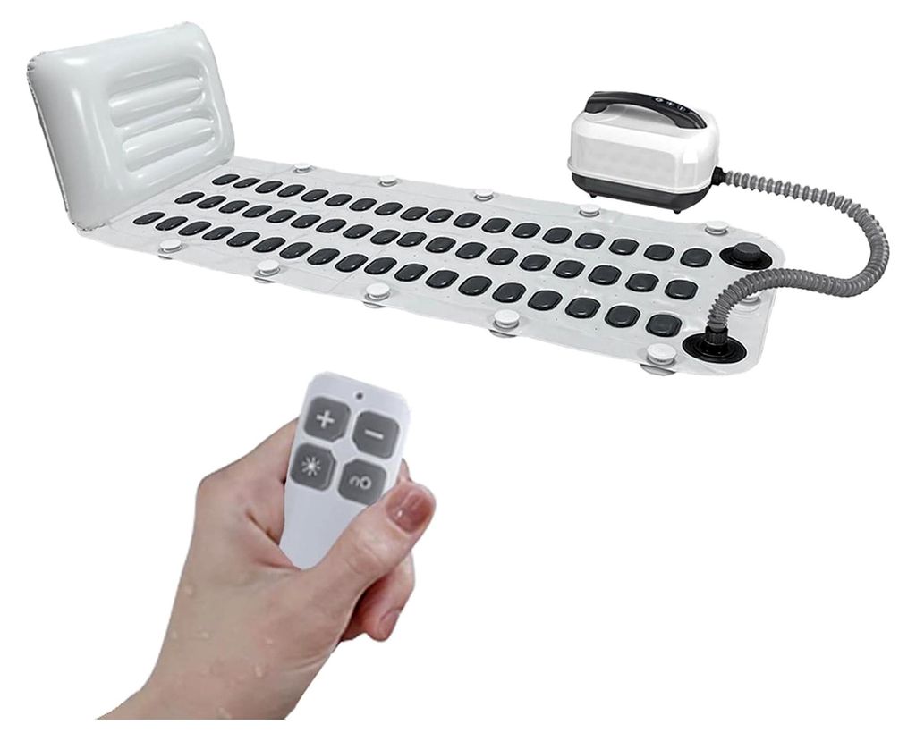 Badewannen-Spa-Matte, Luftsprudelbad-Matte mit Kissen, Anti-Rutsch-Saugnäpfen, tragbarer Blubberbad-Massager mit 6 Geschwindigkeitsstufen für Ent...