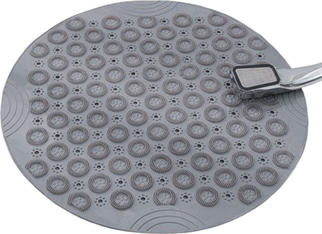 INF Rutschfeste Badematte, TPE Duschmatte mit Ablauflöchern, 30cm Rund Grau