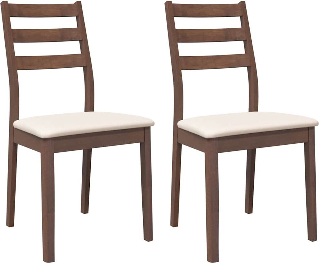 vidaXL Esszimmerstühle mit Kissen 2 Stk. Braun Massivholz Gummibaum