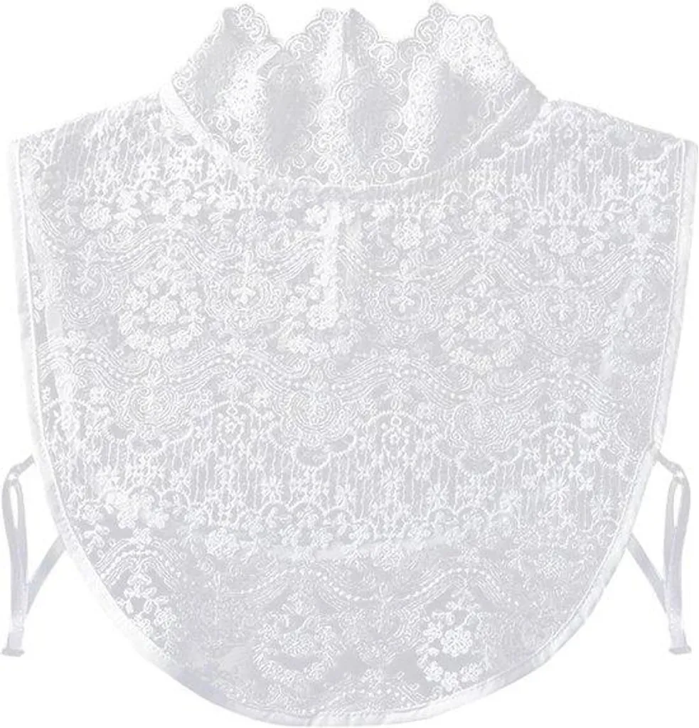 Col amovible fleurs ajourées bords blancs pour chemisier femme coton