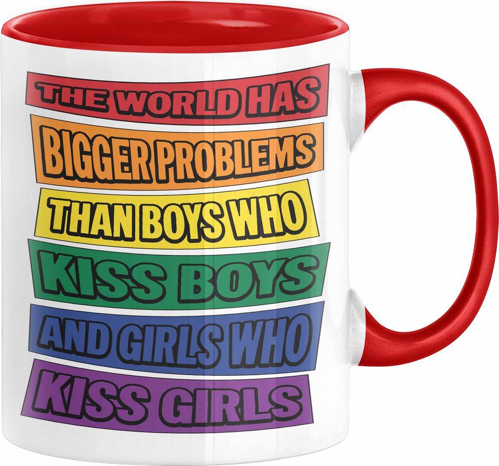LGBTQ Tasse Geschenk Schwule Lesben Geschenkidee The World Has Bigger Problems Gender Equality Kaffee-Becher Häferl (Rot)