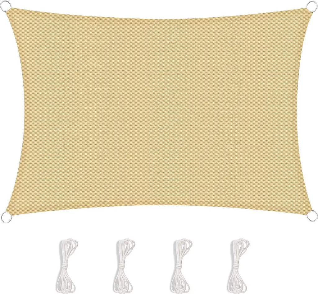 Voile d'ombrage 3x4m anti-UV et hydrofuge beige pour jardin extérieur