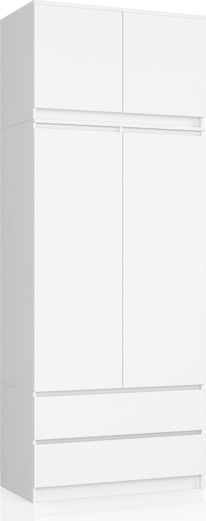 Armoire blanche, armoire avec 2 portes et 2 tiroirs, Image du produit 