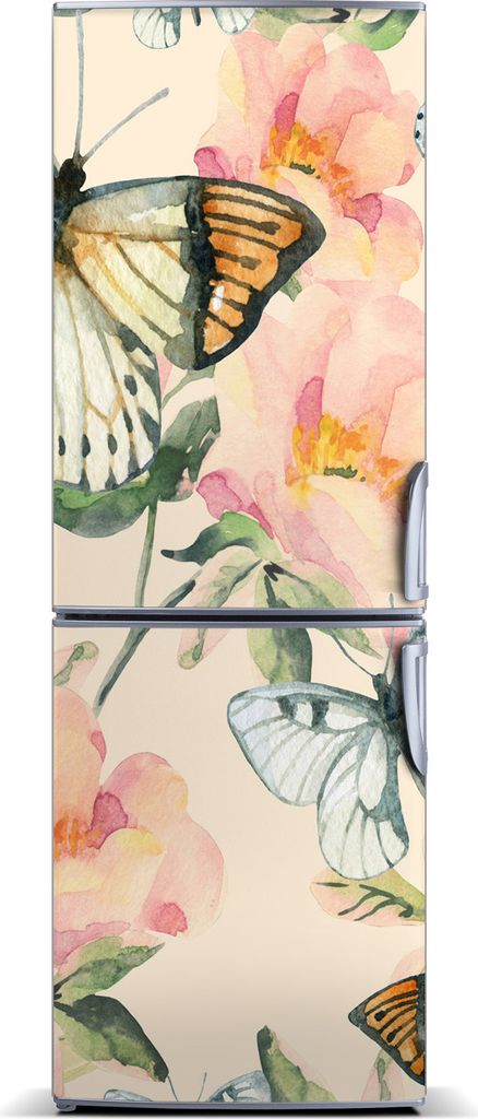 Tulup Kühlschrankdekoration - Magnetmatte - 70 cm x 190 cm - Magnet auf dem Kühlschrank - Rosen Und Schmetterlingen