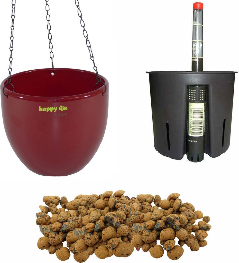 Set4 4 teilig Keramik Blumenampel Venus 13/12 weinrot Ø 17.5 cm H 15 cm für Hydropflanzen