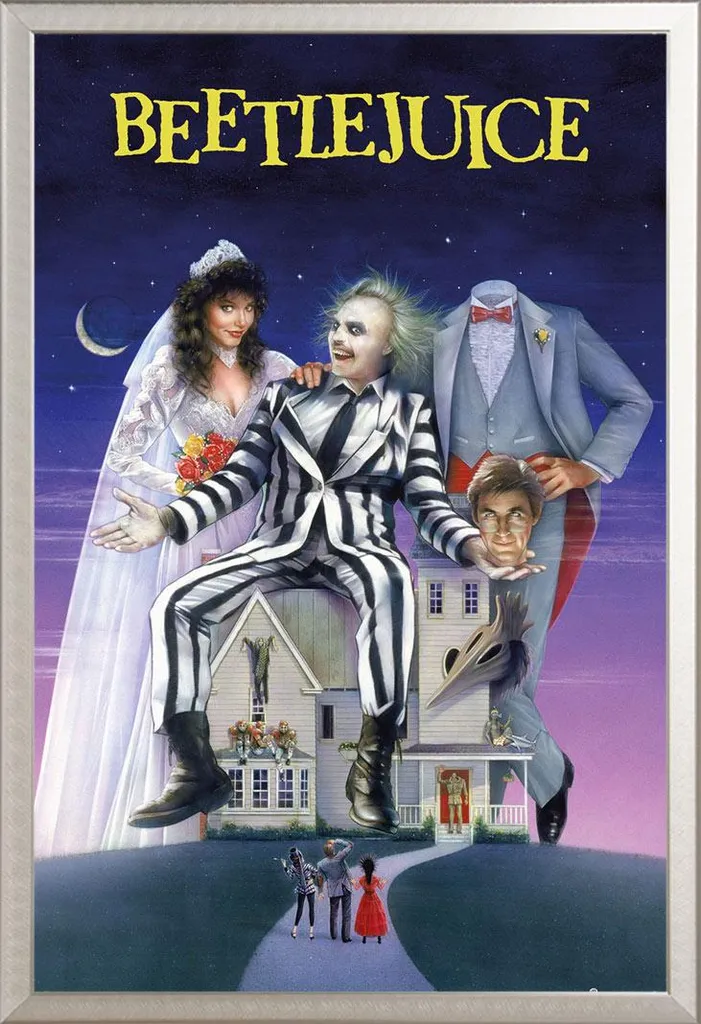 Poster Beetlejuice cadre alu argenté Shinsuke et protection acrylique