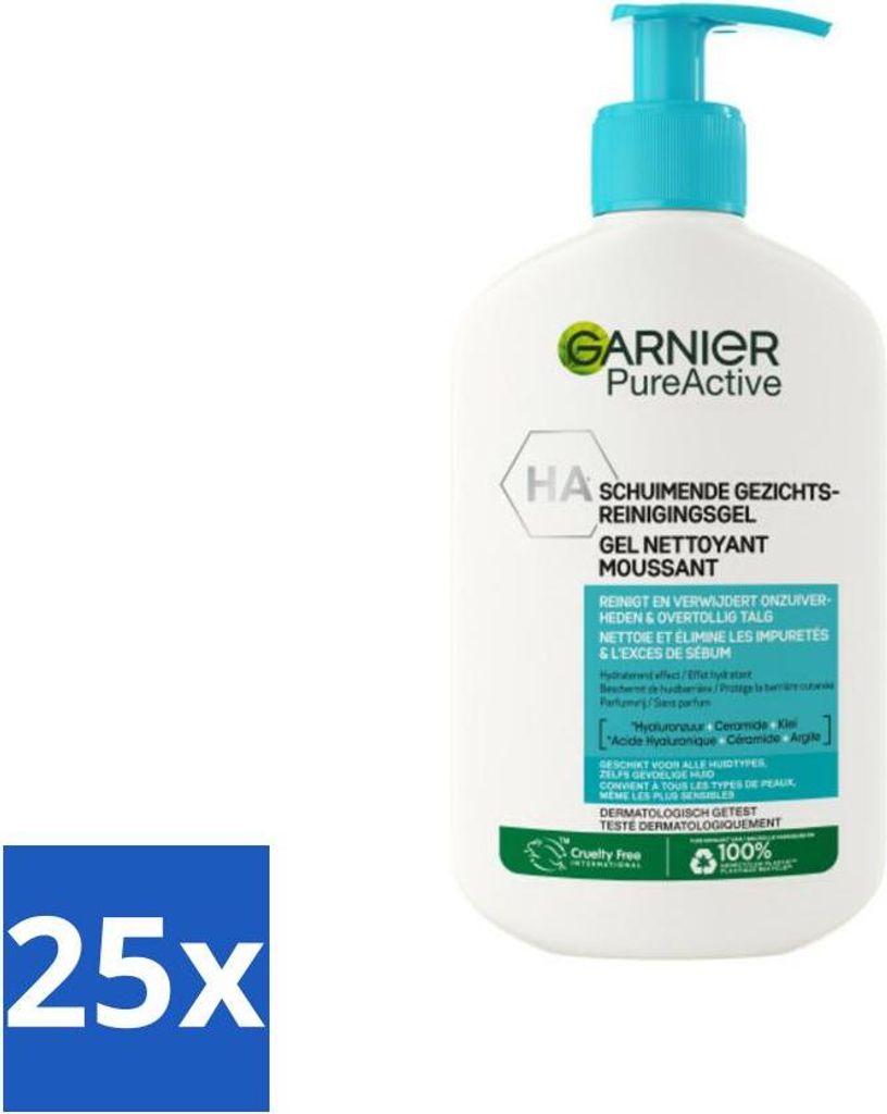 Garnier - Pure Active - Gesichtsreiniger - Feuchtigkeitsspendend - 250 ml - Vorteilspack - 25 Stücke