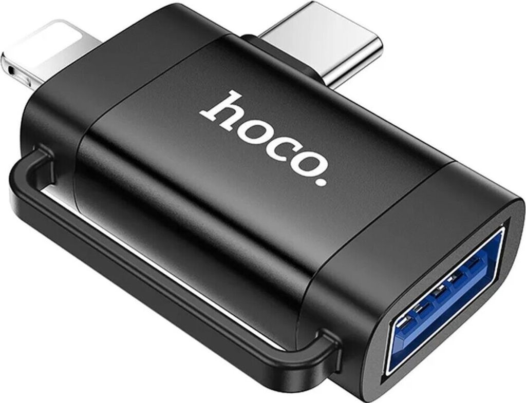 HOCO OTG 2-in-1 Adapter Typ C (Stecker) / Lightning (Stecker) auf USB A (Buchse) UA31F schwarz