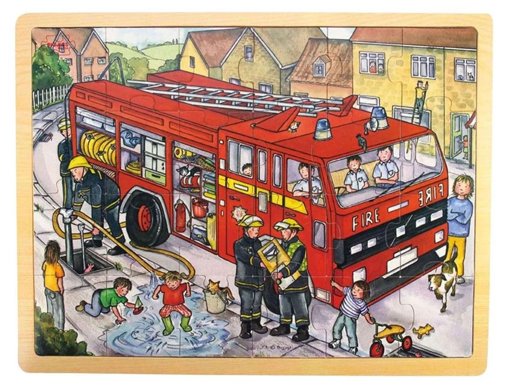 Bigjigs Toys Holzpuzzle Feuerwehrleute 24 Teile