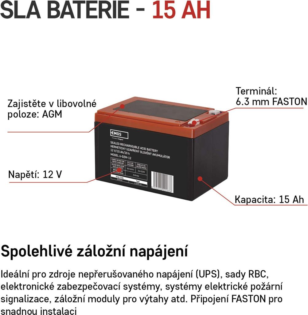 BP12-7,0 Batteria Al Piombo 12V 7,0Ah - AGM Faston 4.8mm | Paoletti Ferrero Srl