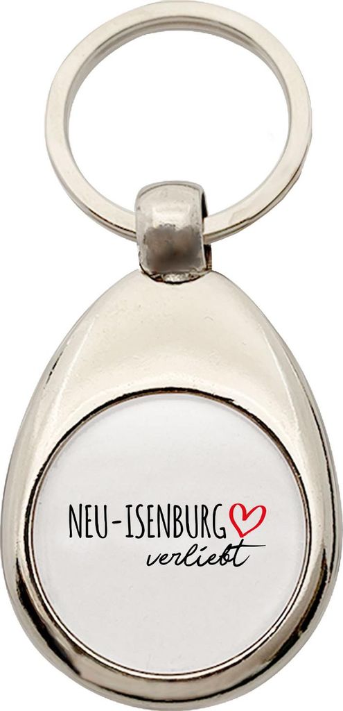 Huuraa Schlüsselanhänger Neu-Isenburg verliebt Metall Schlüsselring Einkaufswagenchip Geschenkidee