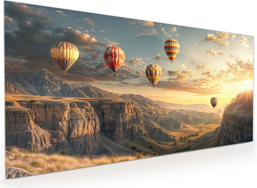 Küchenrückwand Spritzschutz Glas mit Motiv Landschaft mit Ballons 40 x 40 cm