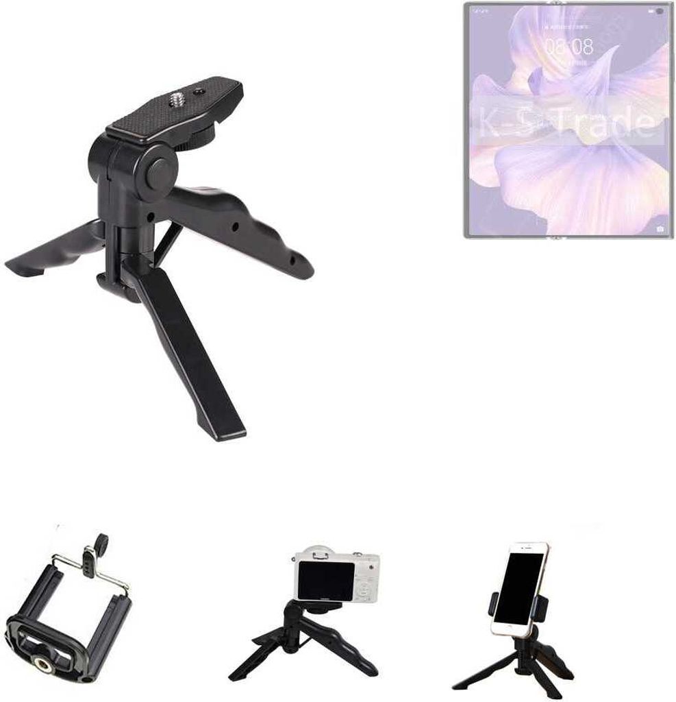 K-S-Trade Stativ Tisch-Ständer Dreibein Handy-Stativ Ständer kompatibel mit Huawei Mate Xs 2 Mini-Stativ Smartphone Tripod Handy-Stativ aus Plastik