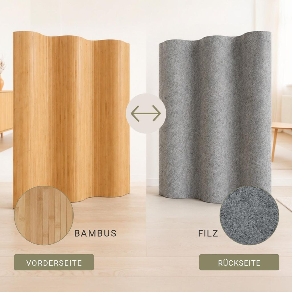 Paravent Séparation de pièce Cloison en bambou 200 x 250 cm Image du produit 