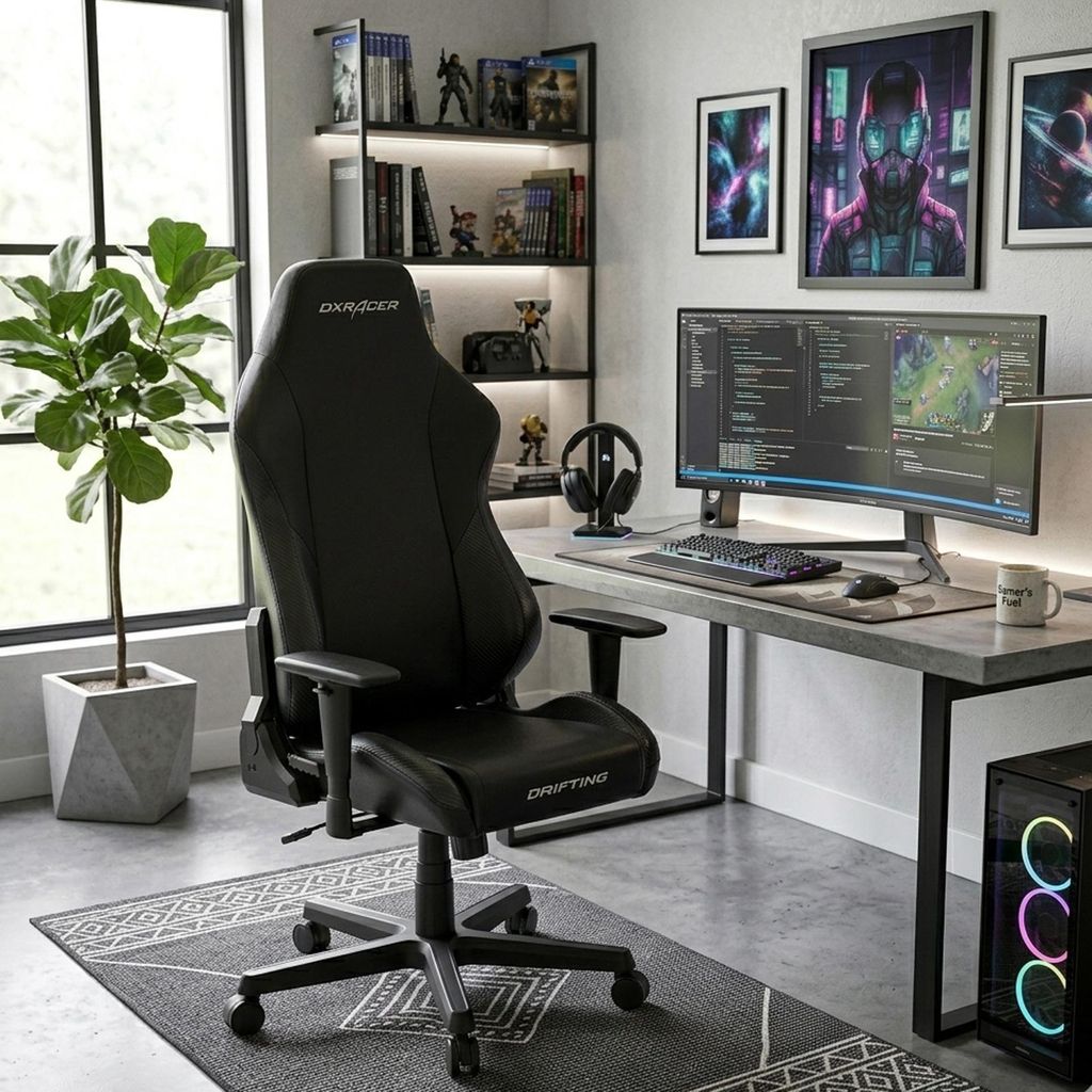 DX Racer Drifting LDC23 N Chefsessel, Gaming Stuhl, Schwarz, 3D-Armlehnen, Coolingpad, Alu-Drehkreuz