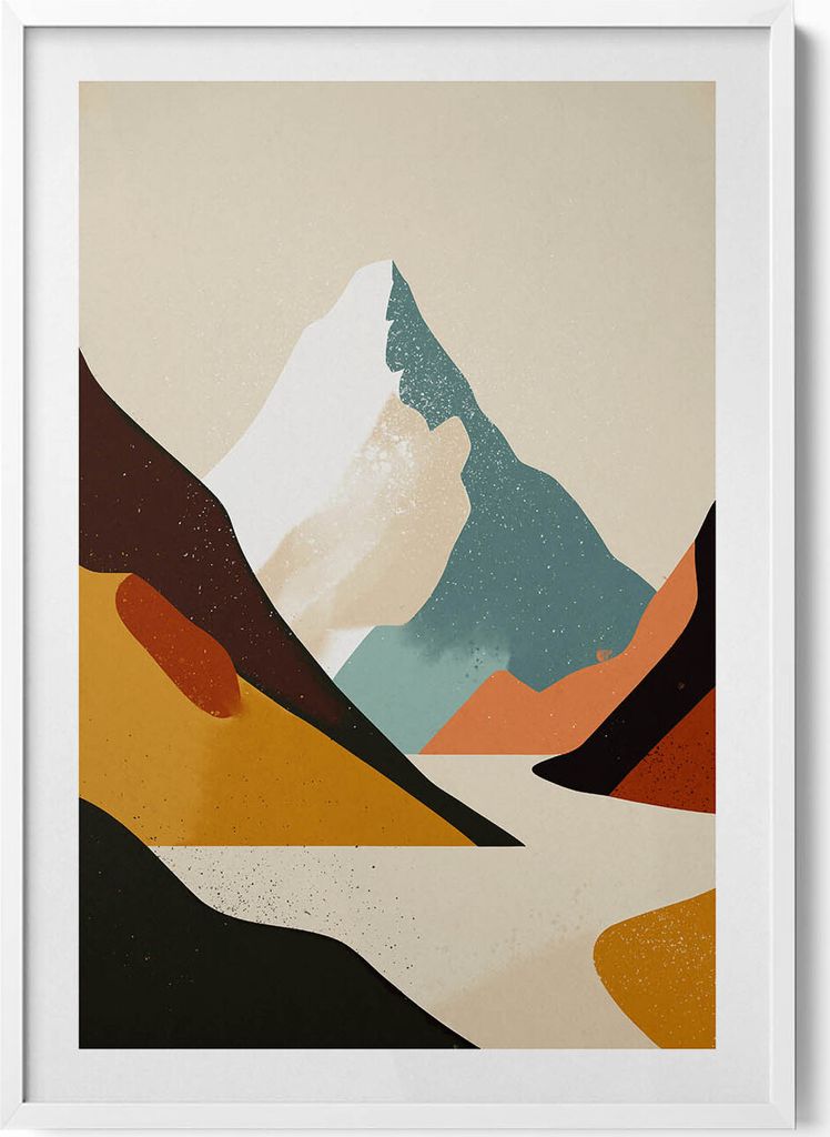 Illustration von bunten Felsen– Wandbild mit Rahmen – Gerahmtes Bild – Wanddekoration – 70x100 cm – Weiß Rahmen