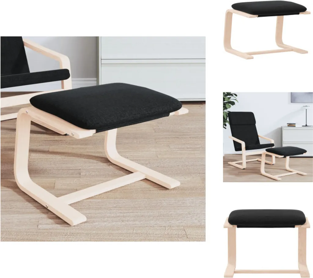 vidaXL Sgabello Nero Tessuto 51x41x40 cm: Poggiapiedi Imbottito Design