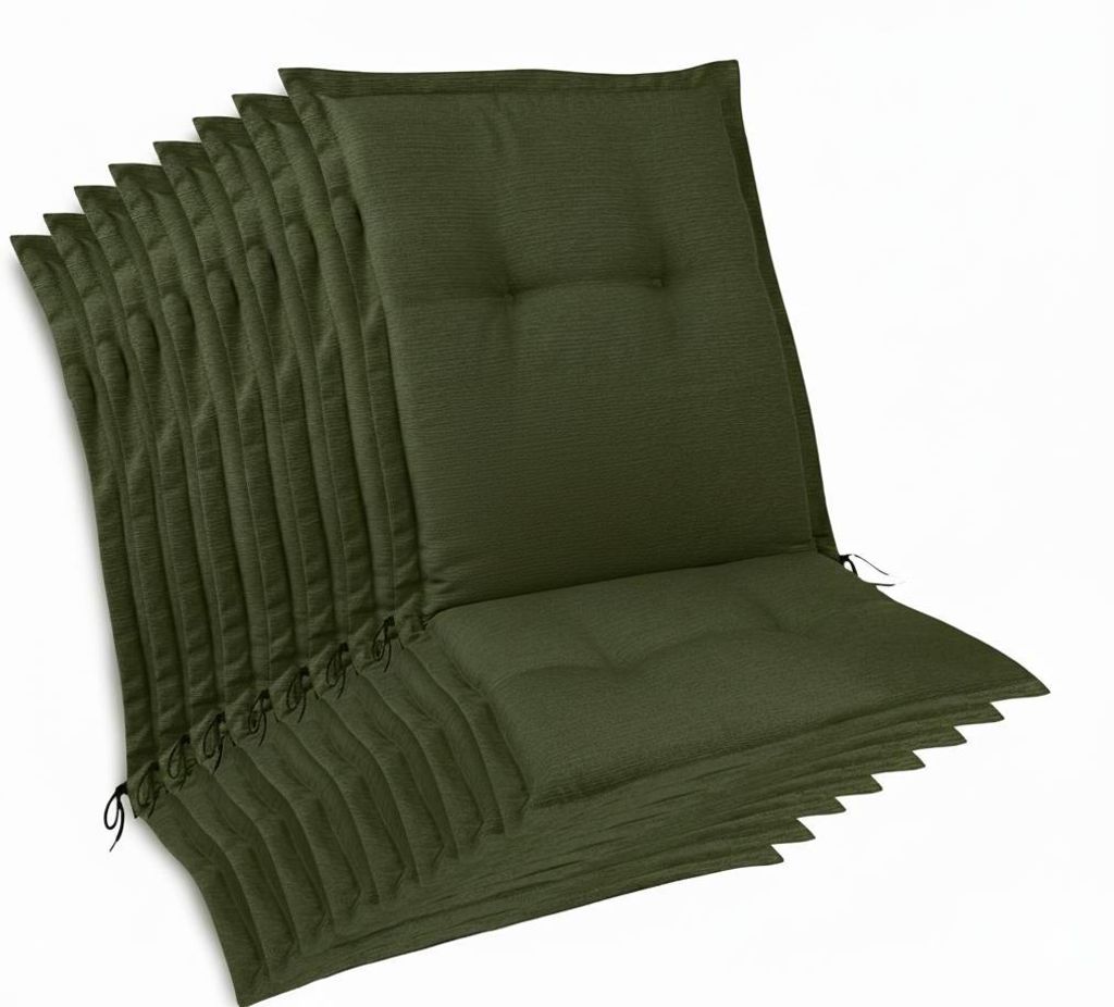 Beautissu 8er Set Premium Auflage Niedriglehner 105x50x7cm, Dunkelgrün