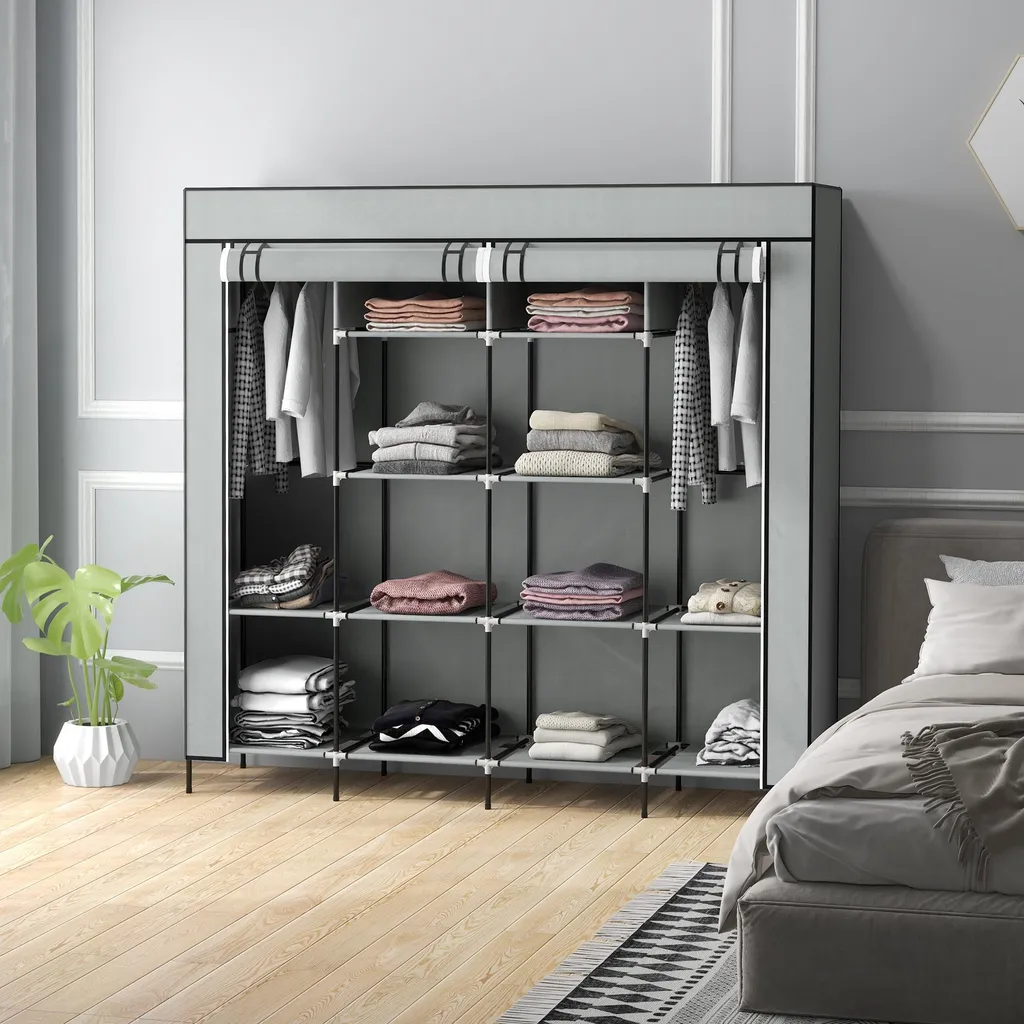 Dressing penderie modulable avec 10 compartiments et tiroirs de rangement