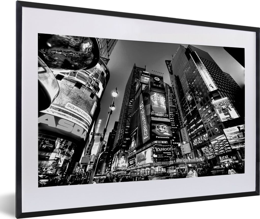 MuchoWow MuchoWow Gerahmtes Poster New York - USA - Schwarz - Weiß 60x40 cm - Poster mit zchwarzem Bilderrahmen - Schlafzimmer - Plakat in Rah...