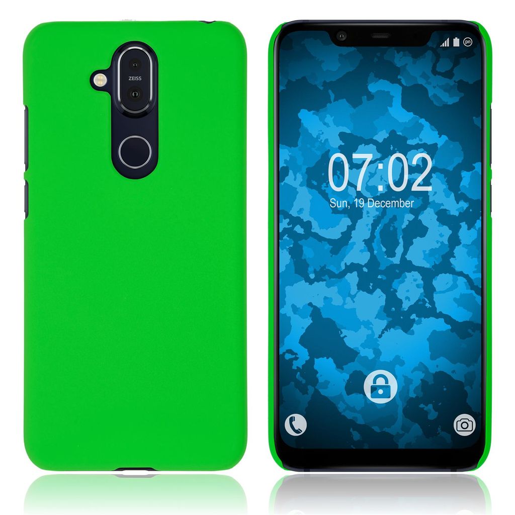 PhoneNatic Case kompatibel mit Nokia 8.1 (X7) - Hülle grün gummiert Hard-case Cover