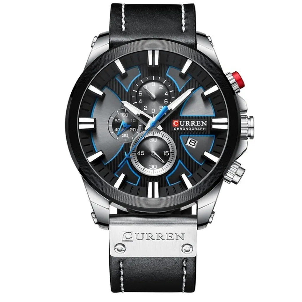 Montre CURREN FO-14229 Homme - Chronographe Élégant Noir et Bleu KP14229