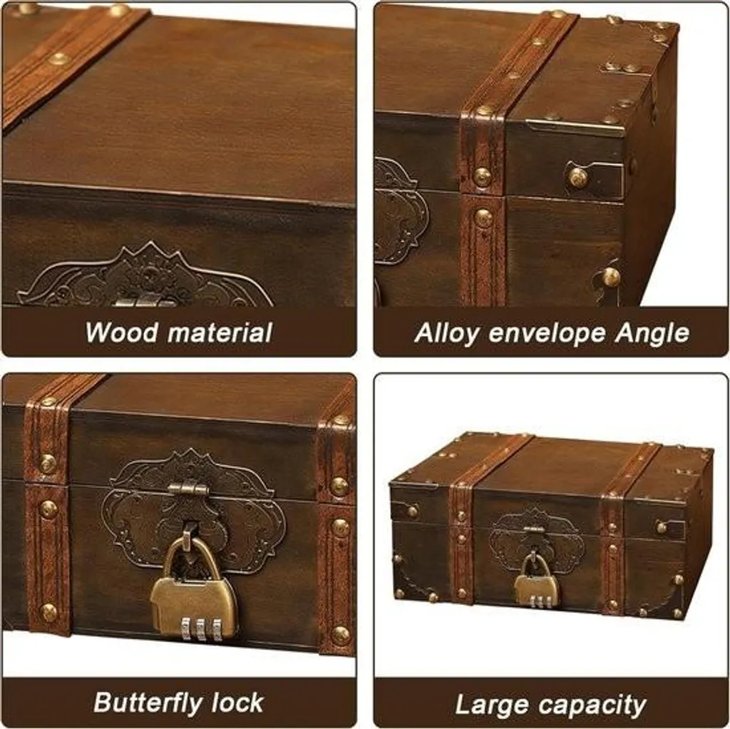 Coffret en bois vintage avec serrure à code sécurisée - Finition Artisan