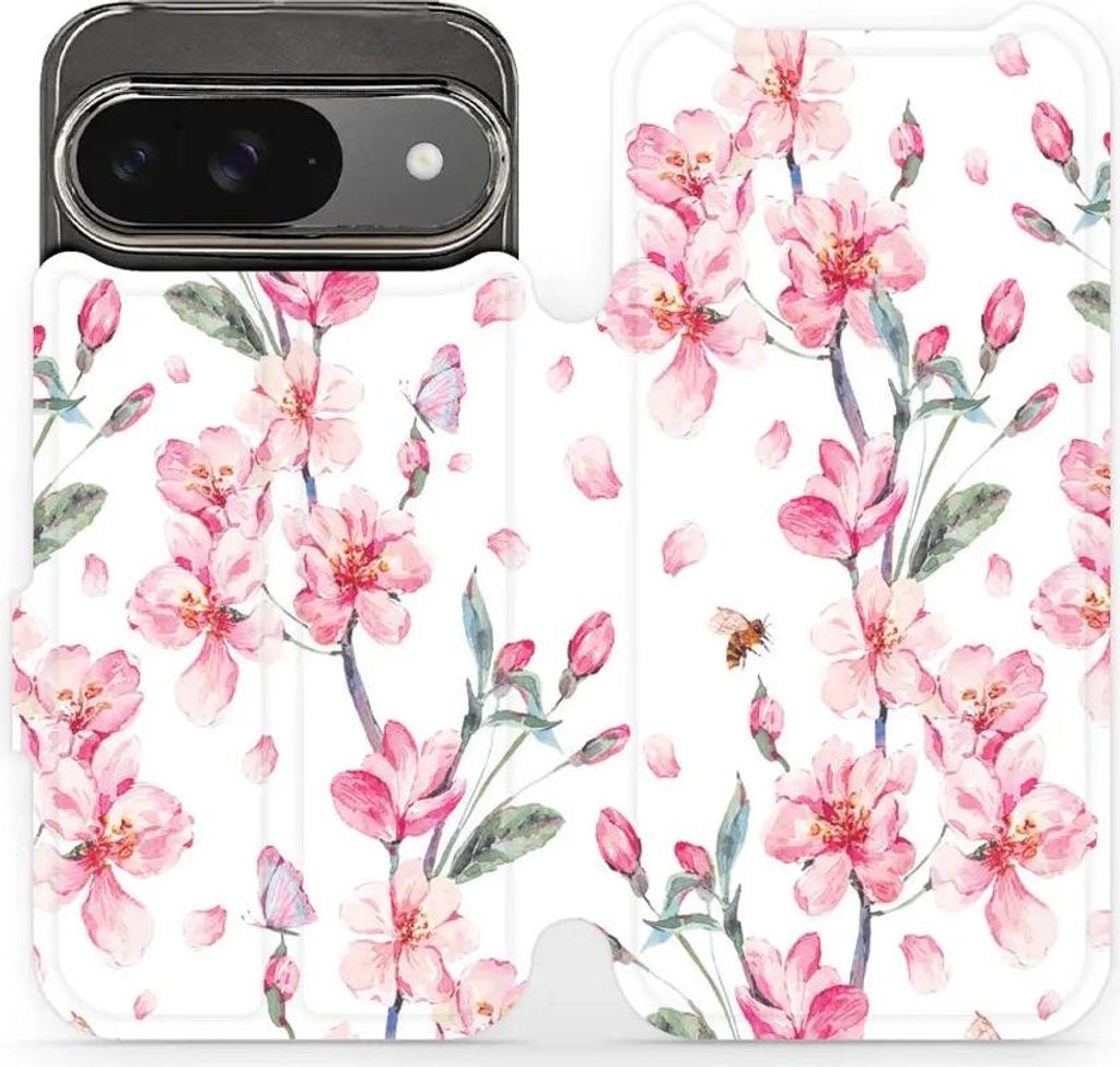 Handyhülle mit klappe für Google Pixel 9, Mobiwear Book, Rosa Frühling