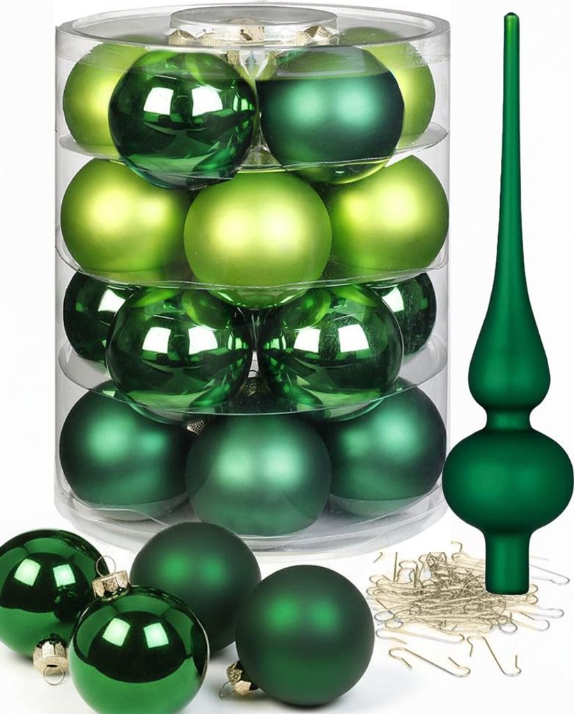 Weihnachtskugeln 20 Kugeln mit Spitze Evergreens