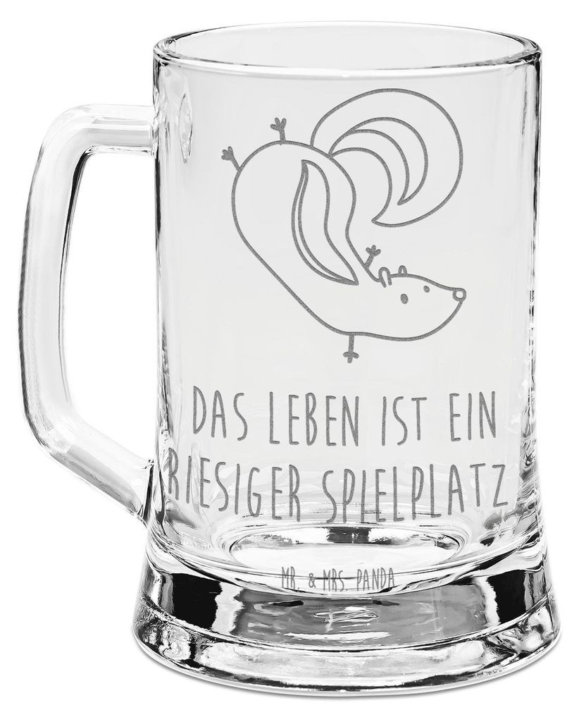 Mr. & Mrs. Panda Krug Stinktier Handstand - Transparent - Geschenk, Gravur Bierkrug, Spielplatz, graviert, Raubtier, Stinker, Glaskrug, Seidel, Wil...