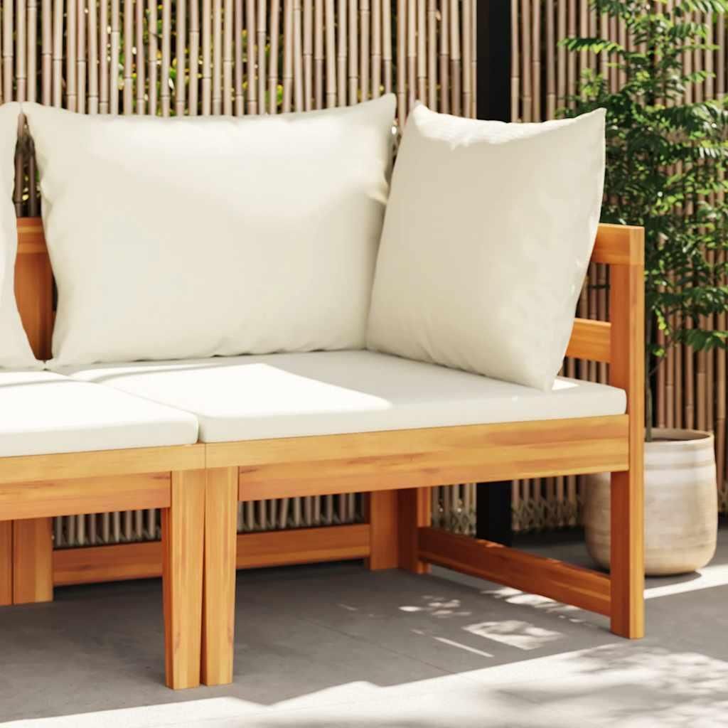 vidaXL Ecksofa mit Cremeweißen Kissen Massivholz Akazie