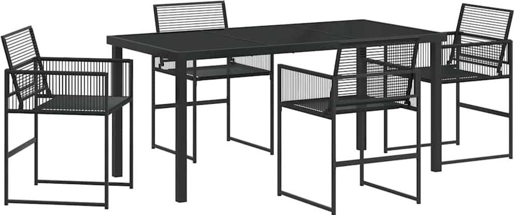 Garten Essgruppe 5 pcs Schwarz Poly-Rattan