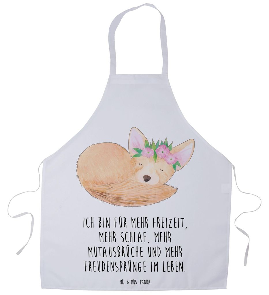 Mr. & Mrs. Panda Schürze Wüstenfuchs Blumen - Weiß - Geschenk, Afrika, Kochkleidung, Glücklich, Küchenzubehör, Wüste, Blumenkranz, Grillsch...