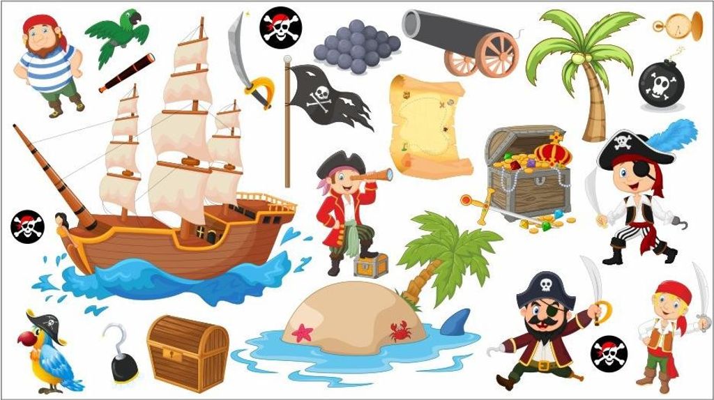 063 Wandtattoo Pirat - 1500 x 840 mm