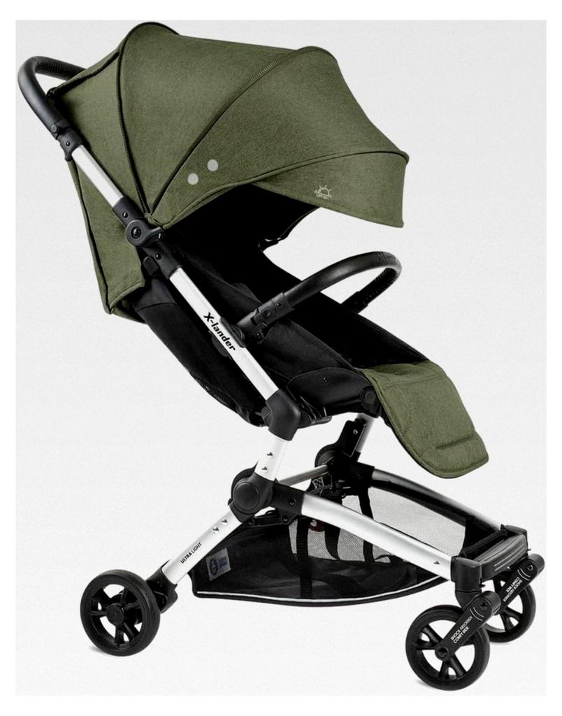 X-FLY Reisebuggy bis 25 kg Sportwagen Leichter Kinderwagen Liegeposition Faltbar (Organic Green)