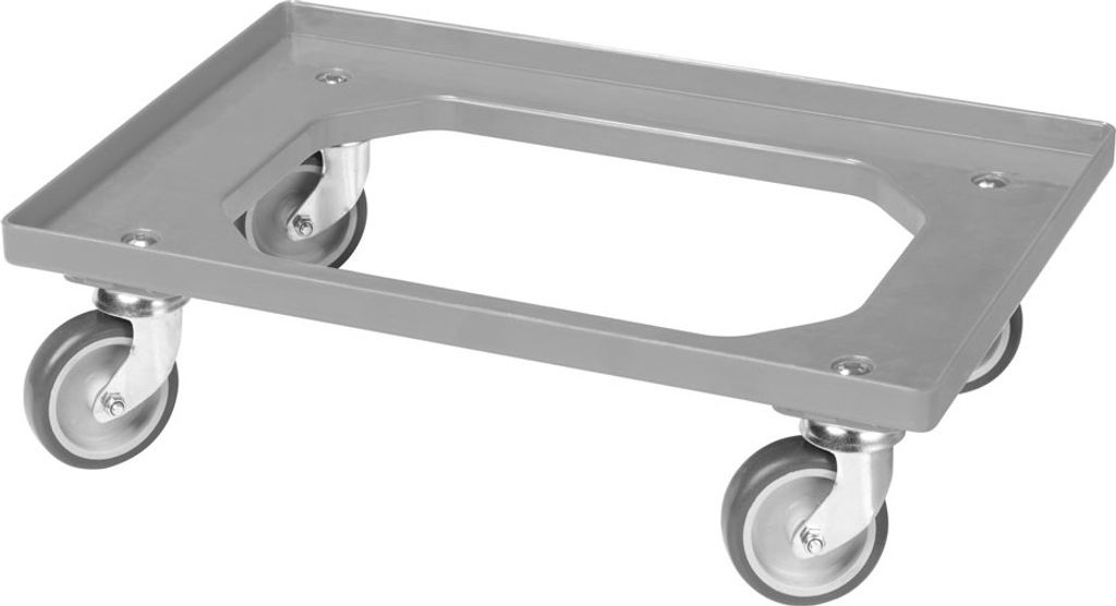 Transportroller für Kisten 60 x 40 cm mit 4 Lenkrollen in grau