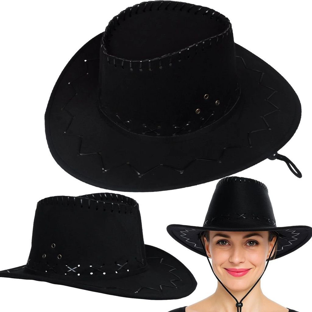 Kapelusz kowbojski country western welurowy uni  czarny 58 Zdjęcie produktu 