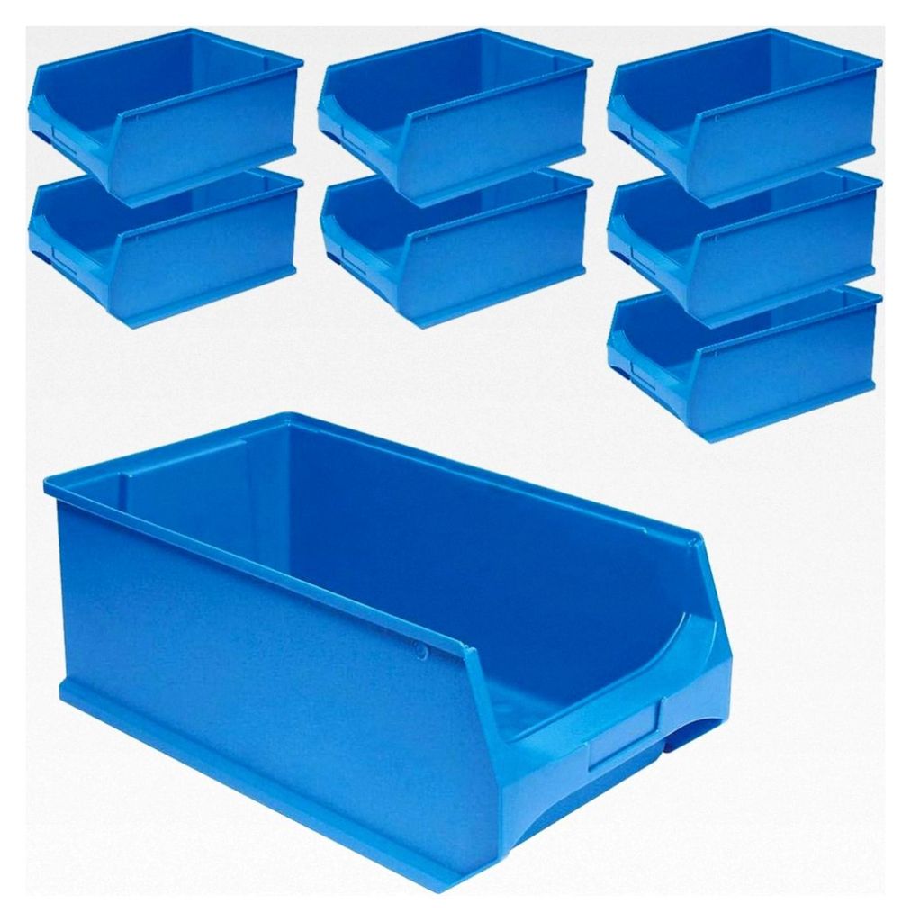 8 Sichtboxen PROFI LB 2, LxBxH 500x300x200 mm, Volumen 21,8 Liter (blau)