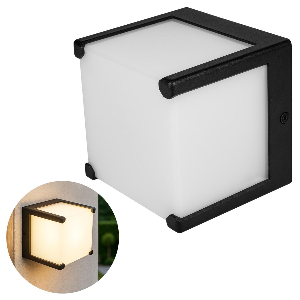 MasterLED Außenwandleuchte Cube-1 GX53 IP54 Schwarz Aluminium Fassadenleuchte Gartenbeleuchtung Wandlampe