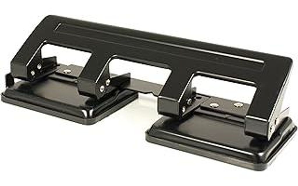 Pavo - Premium 4-fach Locher mit Anschlagschiene für 20 Blatt, schwarz, 8036554