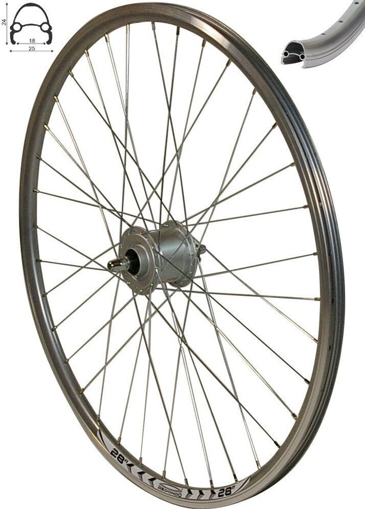 REDONDO 28 Zoll Vorderrad Laufrad Felge Silber mit Shimano Produktbild 1