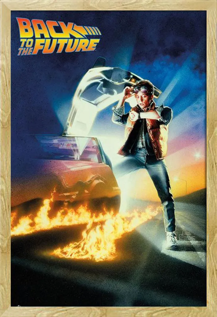 Affiche Back To The Future Key Art avec Cadre Shinsuke Maxi MDF Hêtre