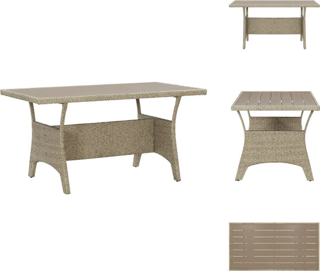 Table de Jardin en Poly Rotin Gris 120 cm - Durable et Résistante UV